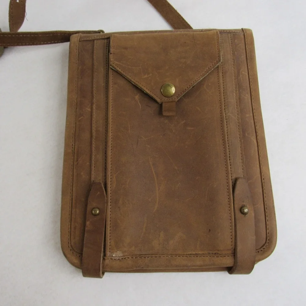 IPad Tablet Case Sleeve Temple Brown Oiled Leather WWII Canvas Shoulder Strap